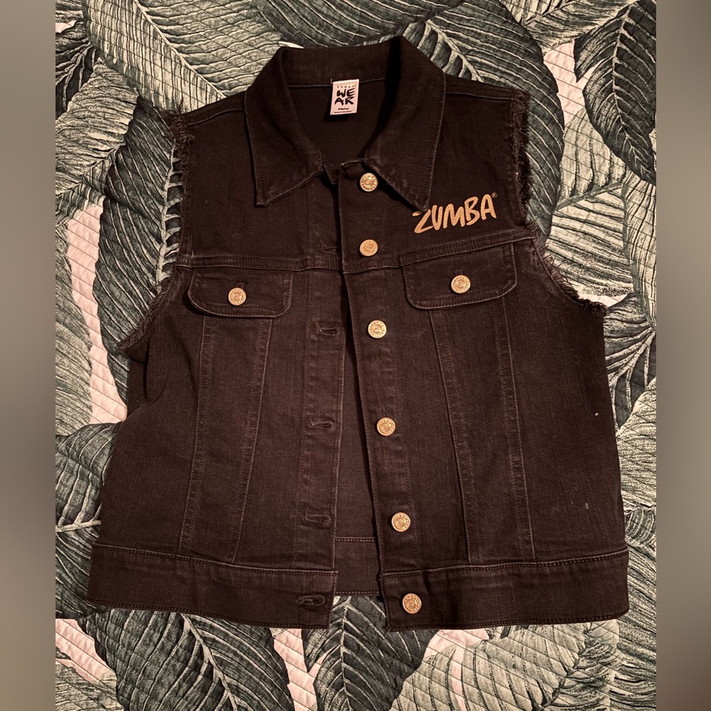 Zumba Black Denim Vest with Swarovski Gold Logo